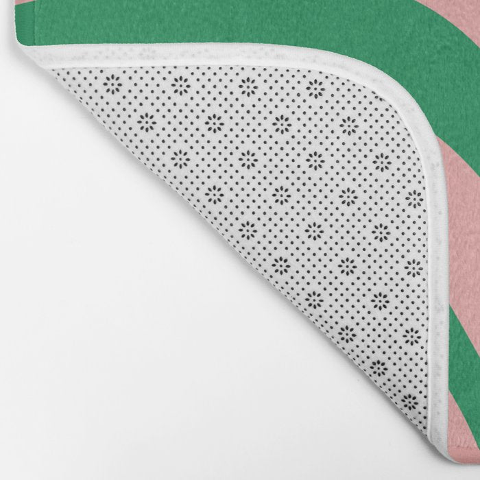 New Groove Retro Swirl Abstract in Pink and Green Bath Mat Gallery Image 2
