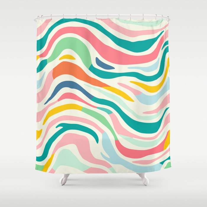 Colorful abstract line stripe art pattern Shower Curtain Gallery Image 1