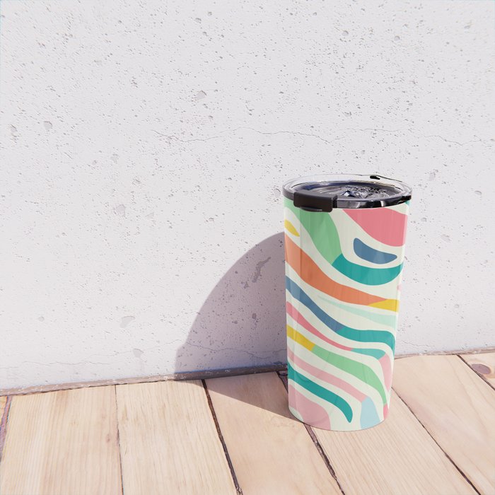 Colorful abstract line stripe art pattern Travel Mug Gallery Image 4