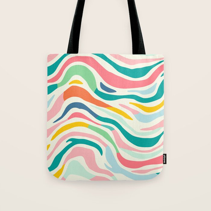 Colorful abstract line stripe art pattern Tote Bag Gallery Image 1