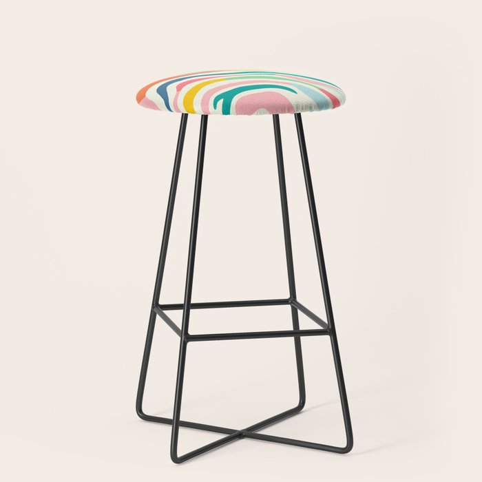Colorful abstract line stripe art pattern Stool Gallery Image 1