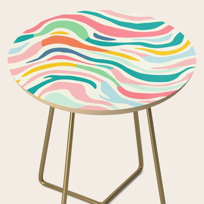 Colorful abstract line stripe art pattern Side Table Gallery Image 2