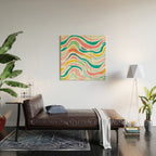 Colorful abstract line stripe art pattern Wood Wall Art Gallery Image 2