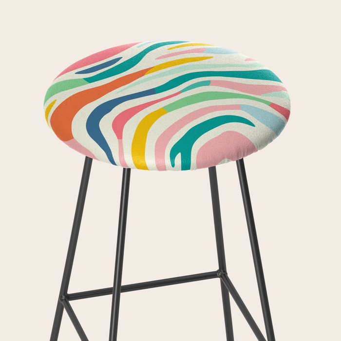 Colorful abstract line stripe art pattern Stool Gallery Image 2