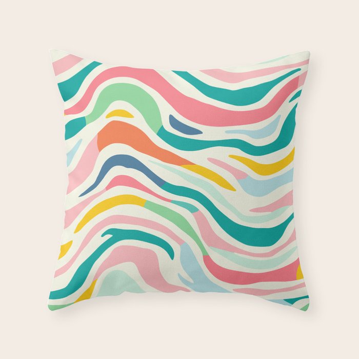 Colorful abstract line stripe art pattern Throw Pillow Gallery Image 6