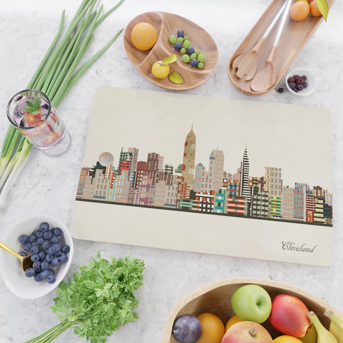 cleveland ohio skyline Cutting Board Gallery Image 2