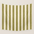 Cabana Stripe - moss green and cream Wall Tapestry Gallery Image 4