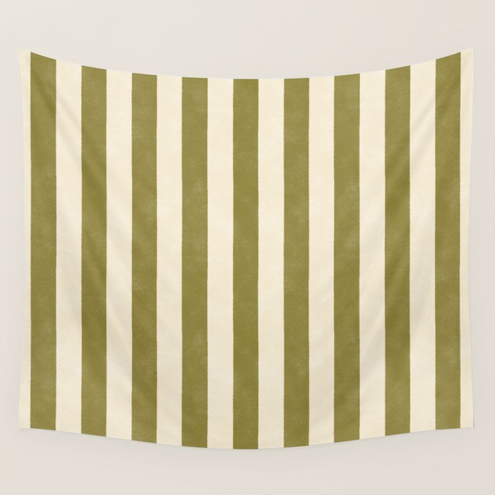 Cabana Stripe - moss green and cream Wall Tapestry Gallery Image 4