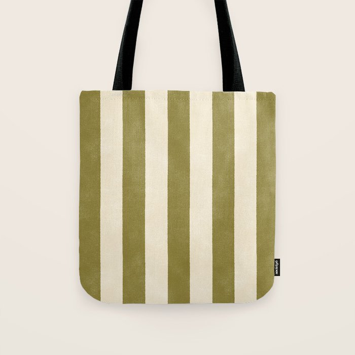 Cabana Stripe - moss green and cream Tote Bag Gallery Image 1