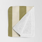 Cabana Stripe - moss green and cream Throw Blanket Gallery Image 3