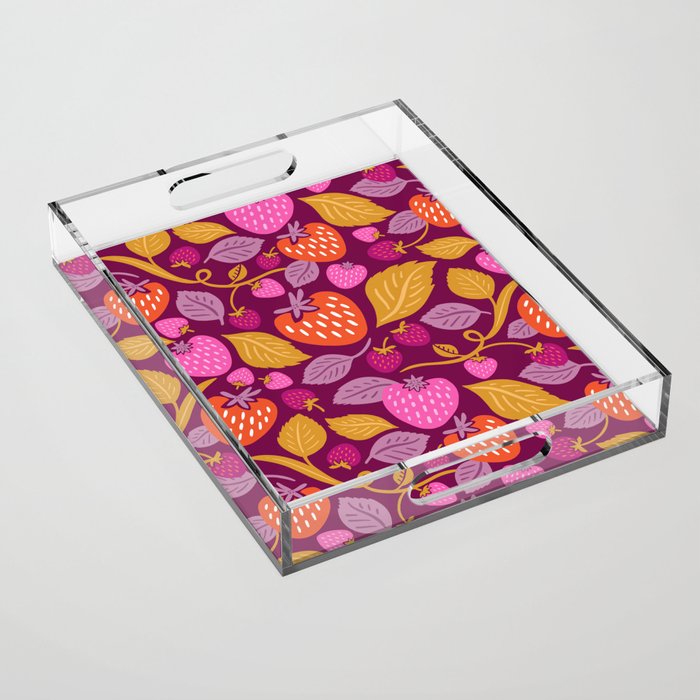 Strawberry Fields - Magenta Gold Acrylic Tray Gallery Image 1