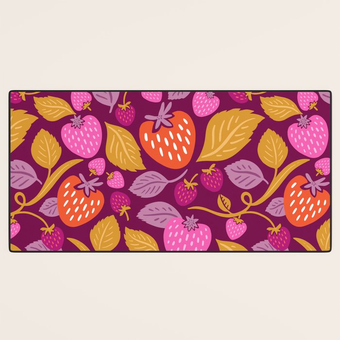 Strawberry Fields - Magenta Gold Desk Mat Gallery Image 3