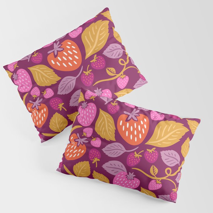 Strawberry Fields - Magenta Gold Pillow Sham Gallery Image 1