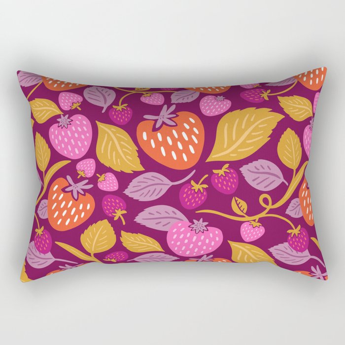 Strawberry Fields - Magenta Gold Rectangular Pillow Gallery Image 2