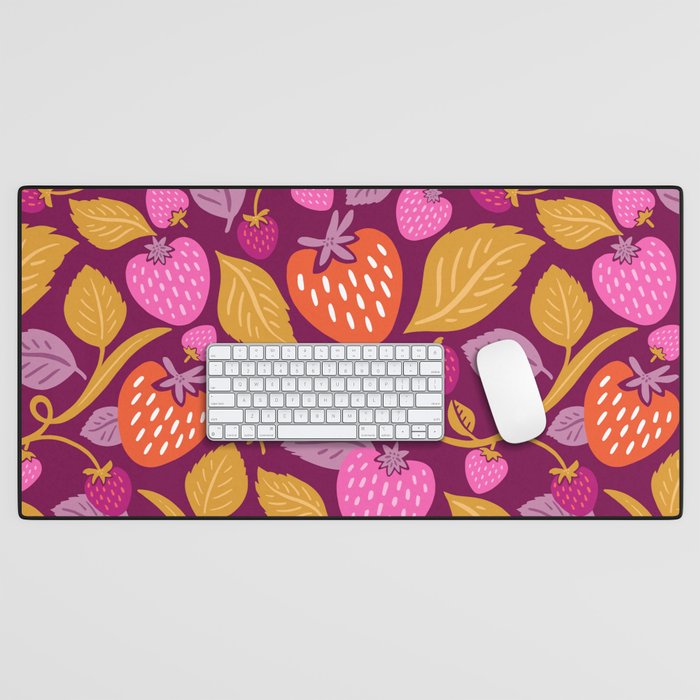 Strawberry Fields - Magenta Gold Desk Mat Gallery Image 1