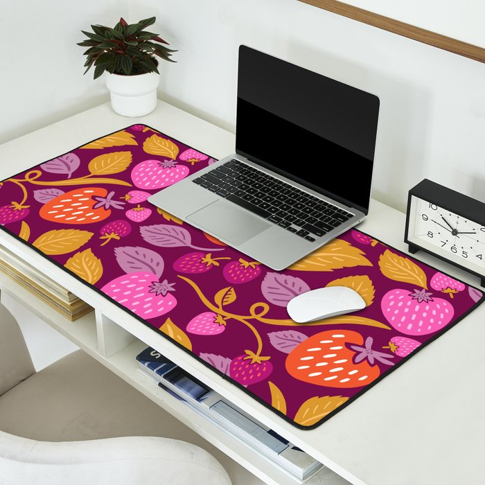 Strawberry Fields - Magenta Gold Desk Mat Gallery Image 2