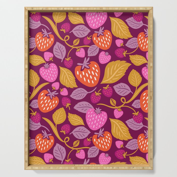 Strawberry Fields - Magenta Gold Serving Tray Gallery Image 1