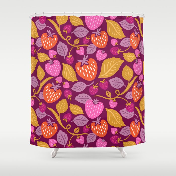 Strawberry Fields - Magenta Gold Shower Curtain Gallery Image 1