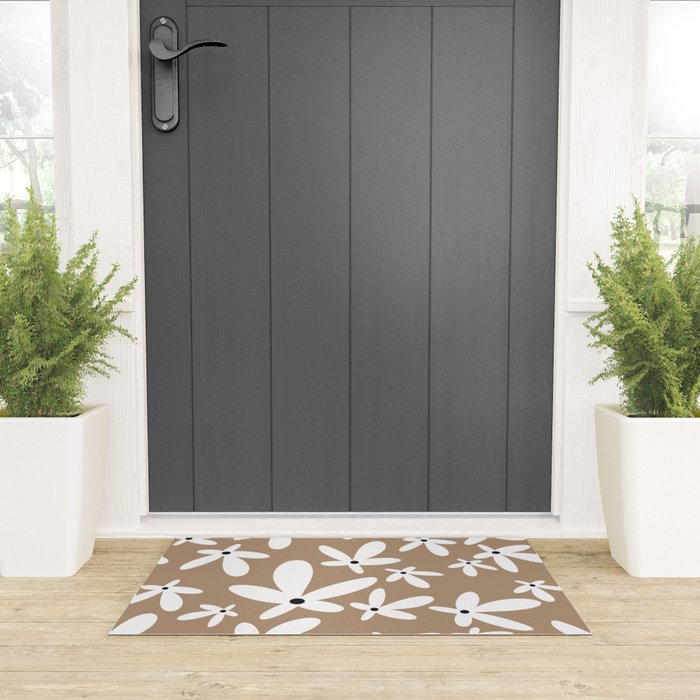 Quirky Florals in Mocha, Black and White Welcome Mat Gallery Image 3