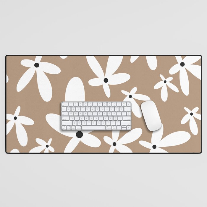 Quirky Florals in Mocha, Black and White Desk Mat Gallery Image 1