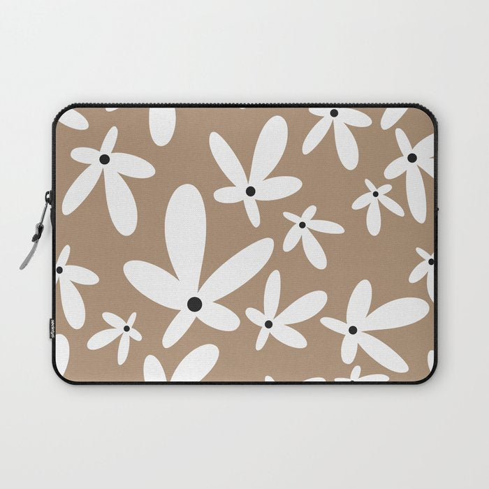 Quirky Florals in Mocha, Black and White Laptop Sleeve Gallery Image 1