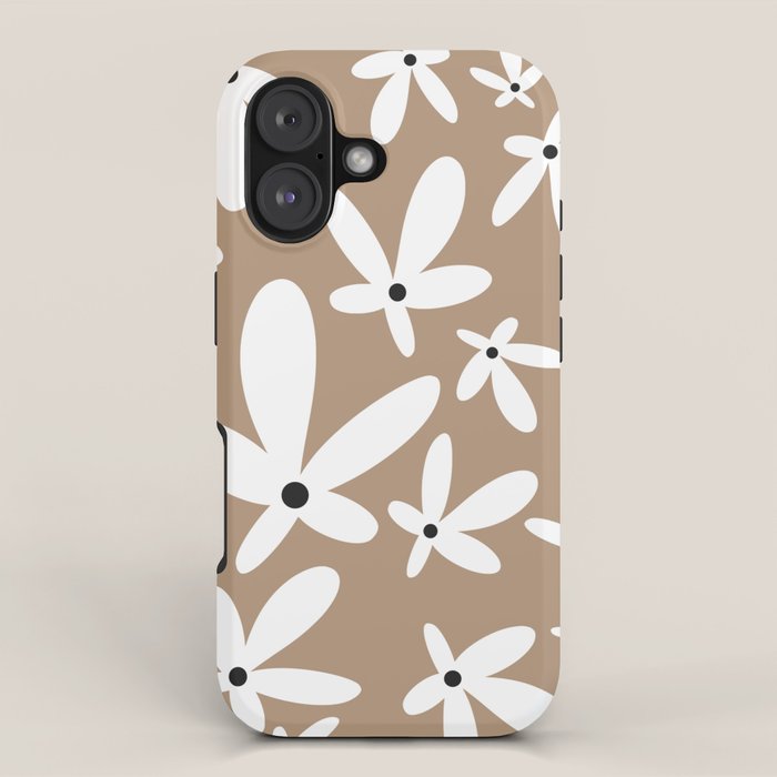 Quirky Florals in Mocha, Black and White iPhone Case Gallery Image 1
