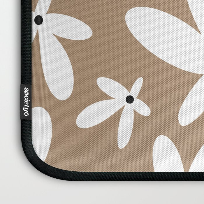 Quirky Florals in Mocha, Black and White Laptop Sleeve Gallery Image 3