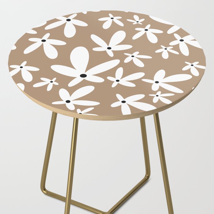 Quirky Florals in Mocha, Black and White Side Table Gallery Image 2
