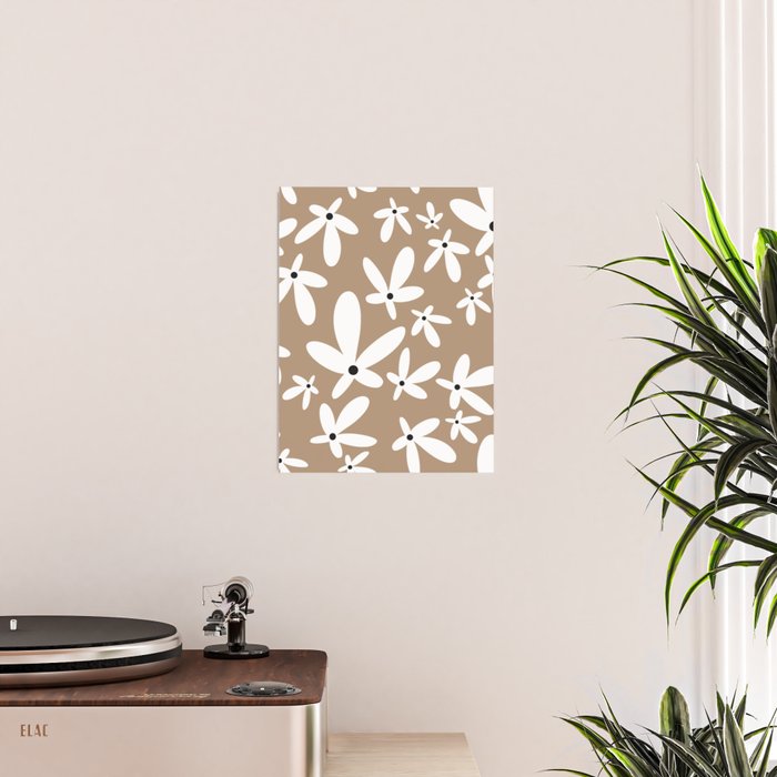 Quirky Florals in Mocha, Black and White Poster Gallery Image 2