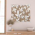 Quirky Florals in Mocha, Black and White Wall Tapestry Gallery Image 2