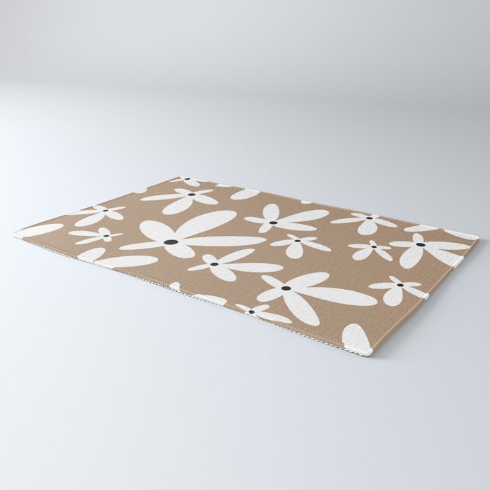 Quirky Florals in Mocha, Black and White Rug Gallery Image 3
