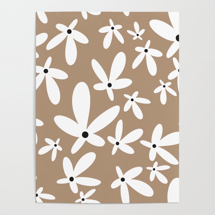 Quirky Florals in Mocha, Black and White Poster Gallery Image 4