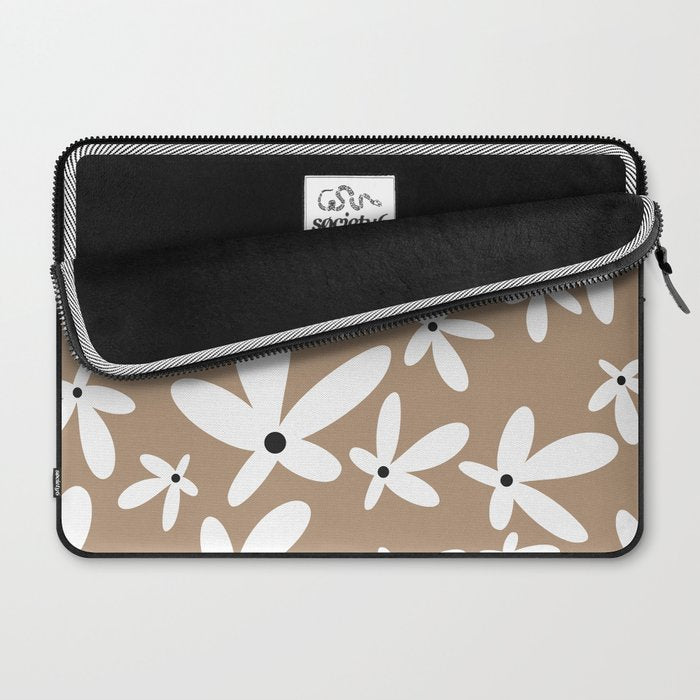Quirky Florals in Mocha, Black and White Laptop Sleeve Gallery Image 2