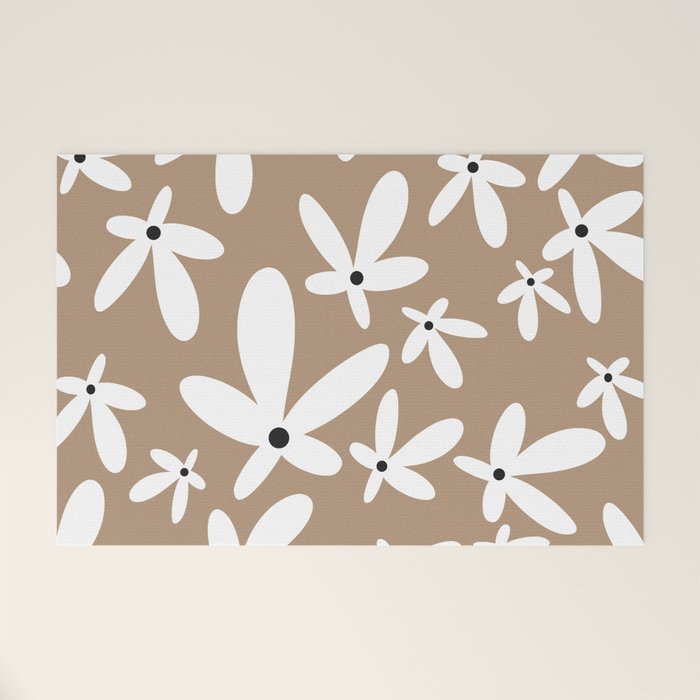 Quirky Florals in Mocha, Black and White Welcome Mat Gallery Image 1
