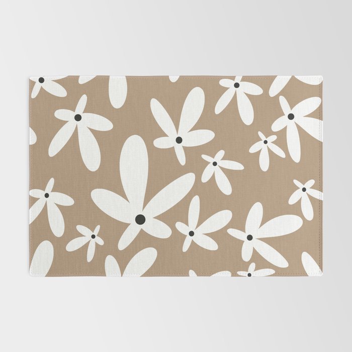 Quirky Florals in Mocha, Black and White Rug Gallery Image 2