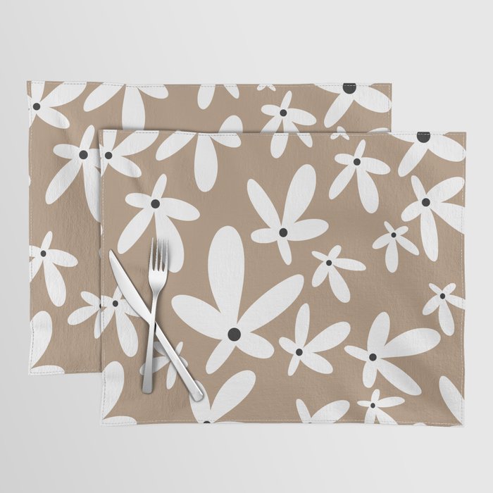 Quirky Florals in Mocha, Black and White Placemat Gallery Image 1