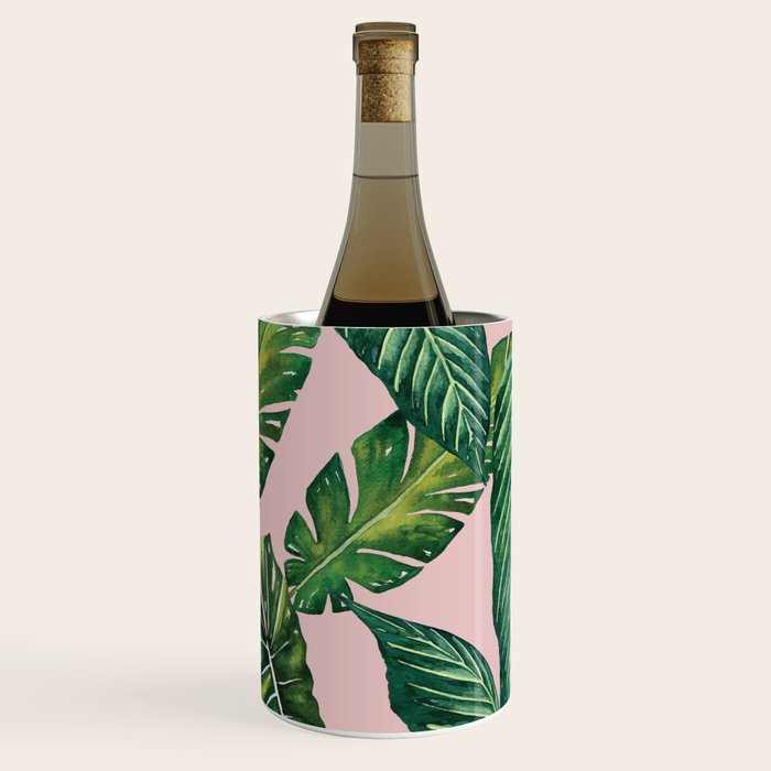 Jungle Leaves, Banana, Monstera II Pink  Wine Chiller Gallery Image 2
