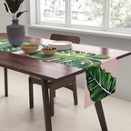 Jungle Leaves, Banana, Monstera II Pink  Table Runner Gallery Image 2