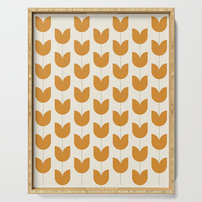 Spring Tulips V Orange Mid Century Flowers Serving Tray Gallery Image 1