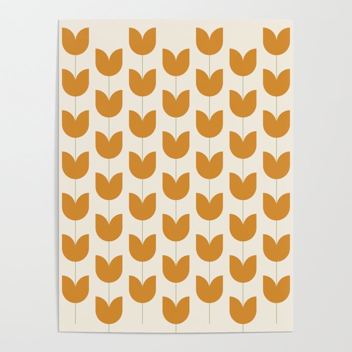 Spring Tulips V Orange Mid Century Flowers Poster Gallery Image 1