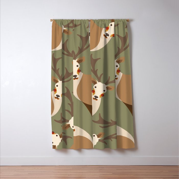 Red Deer Animal Portrait Window Curtain Gallery Image 3