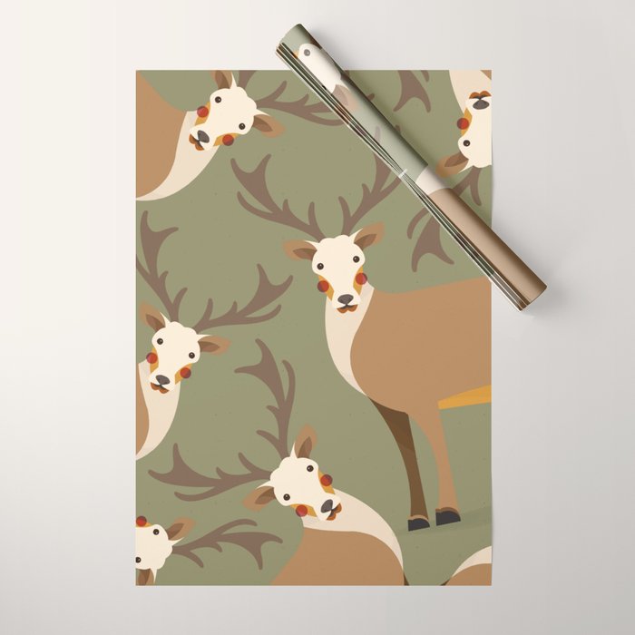 Red Deer Animal Portrait Wrapping Paper Gallery Image 1