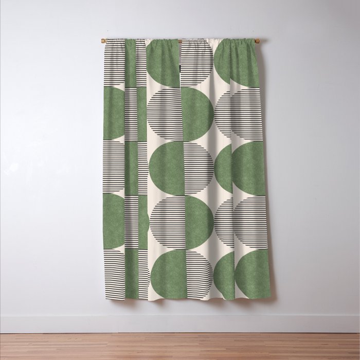 Semicircle Stripes - Green Window Curtain Gallery Image 3