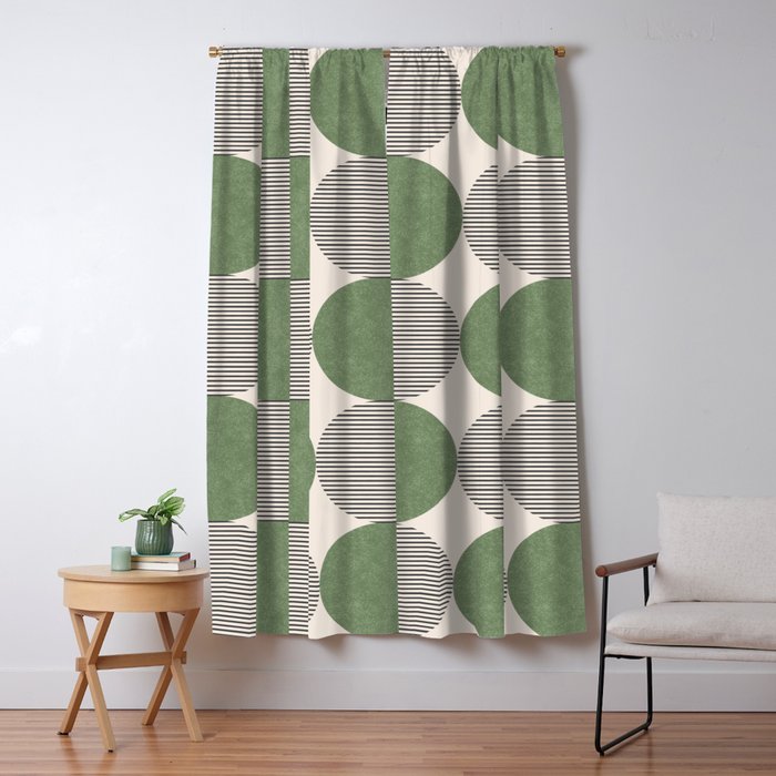 Semicircle Stripes - Green Window Curtain Gallery Image 5