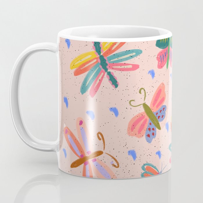 Happy and Colorful Butterflies Illustration Coffee Mug Gallery Image 3