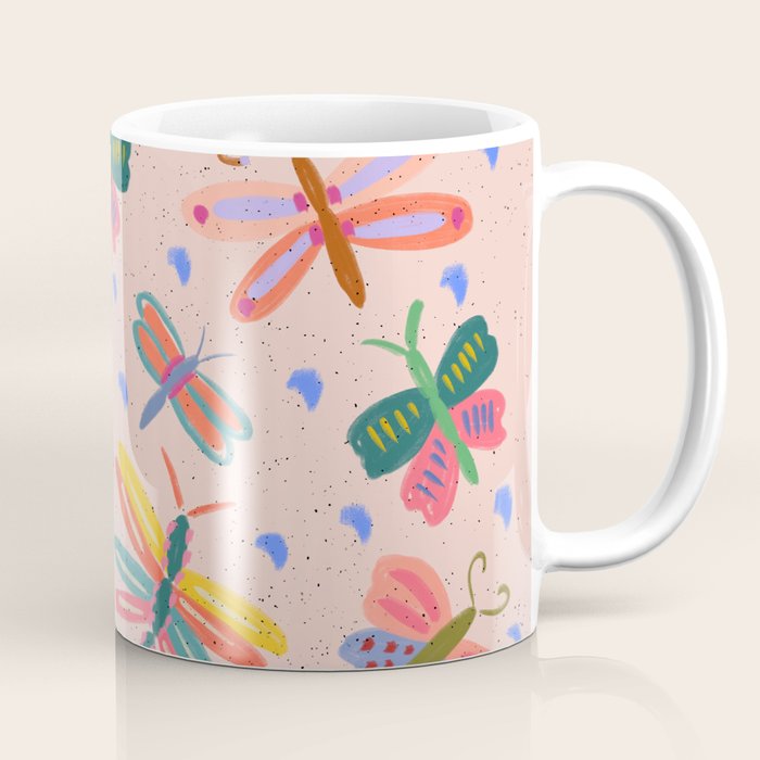 Happy and Colorful Butterflies Illustration Coffee Mug Gallery Image 1