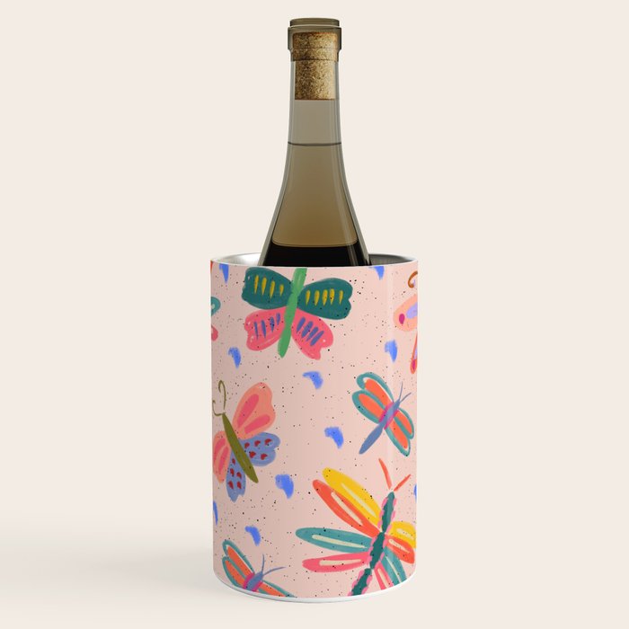 Happy and Colorful Butterflies Illustration Wine Chiller Gallery Image 1