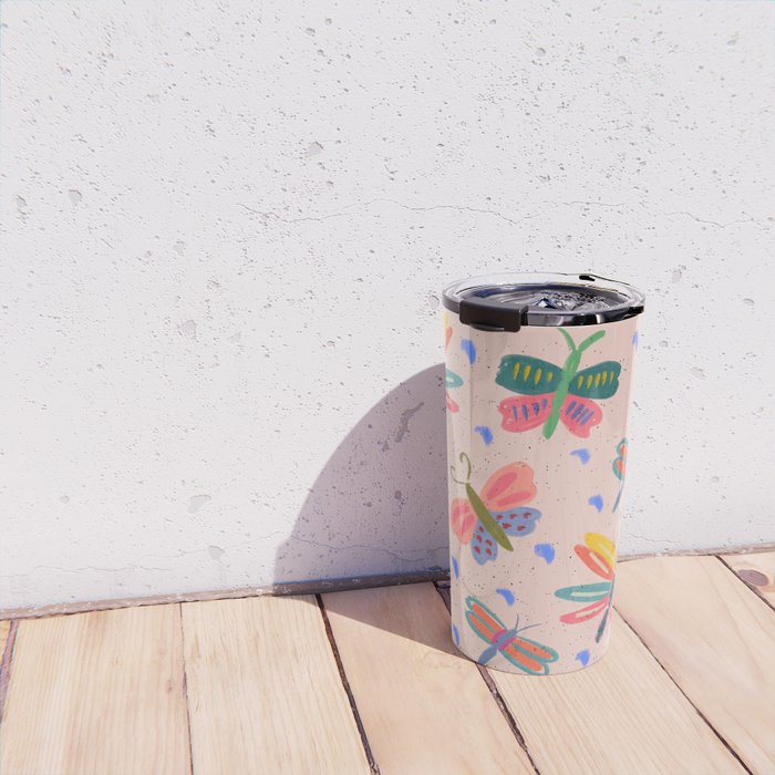 Happy and Colorful Butterflies Illustration Travel Mug Gallery Image 4
