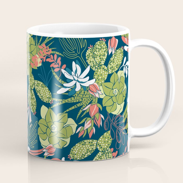 Succulent Garden Navy Coffee Mug Gallery Image 1
