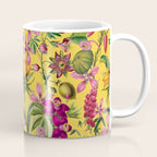 Tropical Bloom Serenade Exotic Floral Pattern Vintage Botanical Vibes Yellow Coffee Mug Gallery Image 1